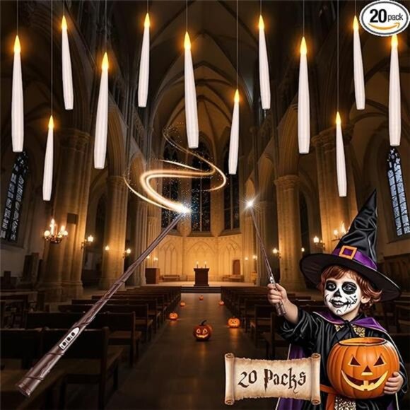 Halloween Floating Candles LED Magic Wand Battery Operated Party Indoor Decor - Picture 7 of 7